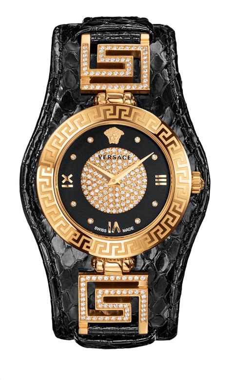 versace watch black leather|versace watches with diamond.